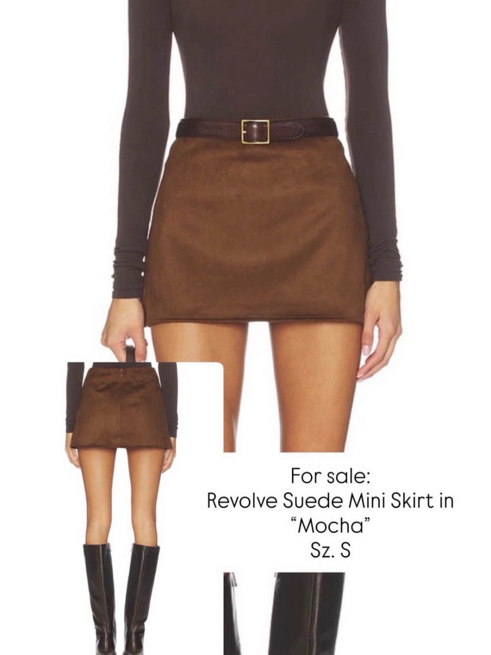 REVOLVE Brown Suede Mini Skirt